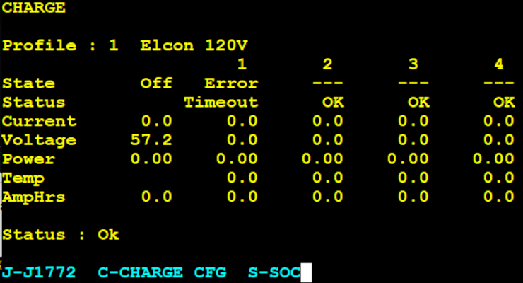 VVBMS Charge Configuration Screen